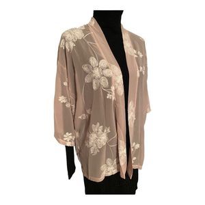 Sheer Light Pink Floral Kimono